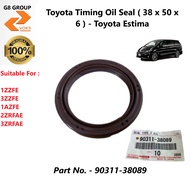 Toyota Timing Oil Seal ( 38 x 50 x 6 ) - Toyota Estima ( 90311-38089 /90311-T0048)