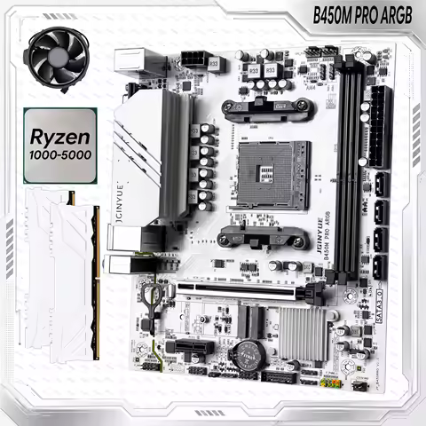 JGINYUE B450M PRO ARGB AM4 Motherboard Ryzen 1000 2000 3000 4000 5000 CPU DDR4 Max 32GB M.2 NVMe SAT