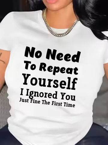 Funny Graphic Tee for Women Ignored Just Fine Comfy T-Shirt Fit Casual Aesthetic Clothes