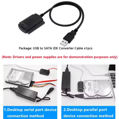 USB to SATA IDE Cable Adapter 3-IN-1 USB 2.0 to 2.5/3.5/5.25 inch IDE SATA to USB Converter Cable fo