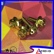 【hot sale】 (SET/4PCS) HENG 4x12 MM BRAKE MASTER FLUID BOLTS FLOWER DESIGN GOLD STAINLESS NMAX / PCX