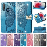 Shiny Rhinestone Casing Samsung A51 A71 4G A51 5G Flip Leather Case Butterfly Diamond Sleeve Card Slot Wallet Skin Cover