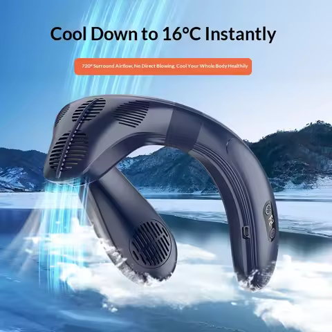 New Neck Air Conditioner Portable Neck Fan Rechargeable Semiconductor Cooling Bladeless Fan Outdoor 