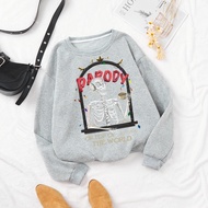 Cross-Border 2025 European American New Style Autumn Winter Ladies Round Neck Fleece Thickened Sweat