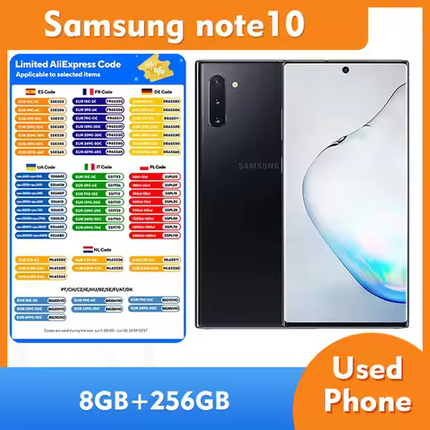 Samsung Galaxy Note10 4G RAM 8GB ROM 256GB SmartPhone 6.3inch 3500mAh 16MP camera Used Phone