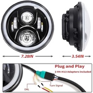 1/2 Pcs 30W Car Headlight 7 Inch H4 LED DRL Eye Ring Halo 12V 24V Hi /Lo