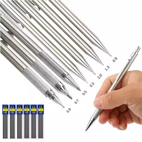 Metal Mechanical Pencil Full Metal Mechanical Pencil With 0.3 0.5 0.7 0.9 1.3 2.0mm Pencil For Art D