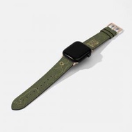 Jessenia Original - 獅子山綠色行山徑圖案印花22mm Apple Watch牛皮錶帶 適合42mm 44mm 45mm 49mm錶面