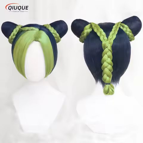 High Quality Jolyne Cujoh Kujo Cosplay Wig Anime JoJo's Bizarre Adventure Golden Wind Buns Braids Co