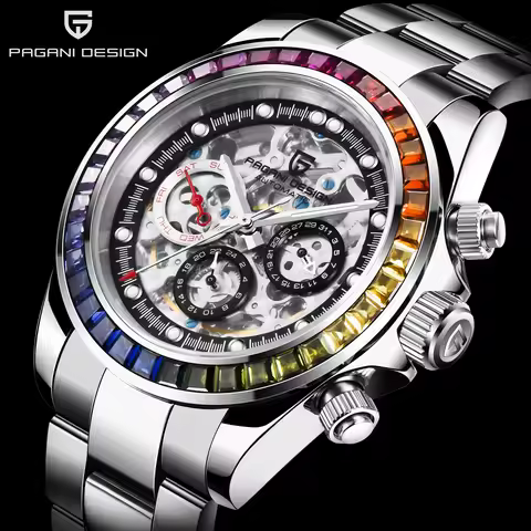 PAGANI DESIGN Automatic Watch men top brand luxury Rainbow circle skeleton Mechanical Wristwatch men