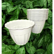10 Pieces Big 35 Pesos Paso 9x7 Inches Large Pots for Plants White Fluted Design 10pcs per Order