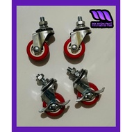 1 Set of M8 rack wheels (4 pieces, swivel wheels, swivel wheels + 2 brakes)