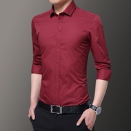 baju rempit Spring and Autumn Thin Solid Slim Fit  Top Fashion Casual Wear Comfortable baju kemeja l