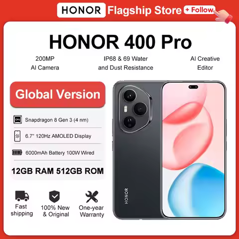 New HONOR 400 Pro 5G Smartphone 12GB+512GB 6.7" 120Hz AMOLED Display 200MP Camera 6000mAh 100W Super