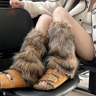 fulaide- Fashionable Leg Warmers Faux Fur Leg Warmers Women’s Fuzzy Leg Warmers Winter Faux Fur Plus
