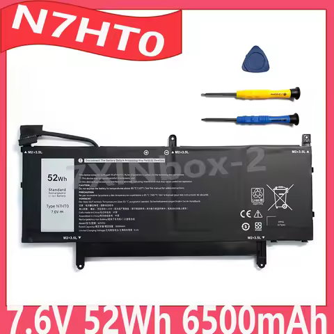 N7HT0 7.6V 52Wh 6500mAh Laptop Battery For Dell Latitude 9510 2-in-1 Latitude 9510 9520 Series TVKGH