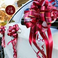 AT/🎀TaTanice Wedding Car Latte Art  Wedding Handmade Flower Wedding Car Rearview Mirror Handle Decoration Floral Ball Bo