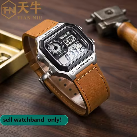 18mm cowhide Watchband for Casio small square strap AE1200/AE-1300/1500 F-108/W-218 A158/A168 vintag