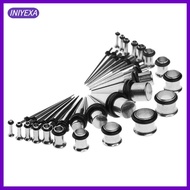 [Iniyexa] 36 Pieces Ear Gauges Stretching Kit Plug Taper 14G-00G Expander Silver