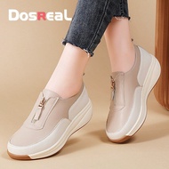 รองเท้าส้นสูง Osreal สำหรับผู้หญิงหนังแท้ Size35-43ใหญ่แบบเกาหลีมีซิปรองเท้าชังก์กี้ส้นตึก