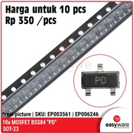 10x MOSFET BSS84 PD SOT-23 -0.13A Transistor Mosfet BSS 84 SMD SMT 1 P-Channel