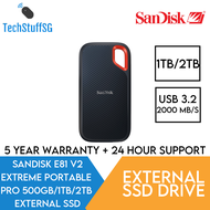 [Lowest in SG] Sandisk E81 Extreme Pro Portable V2 External SSD USB 3.2 Drive 2000MB/s R/W Speed [5 Years Warranty]