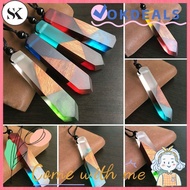 SK SK Color Random Women/Men Jewelry Resin Wood Pendant Colored Rope Chain Necklace