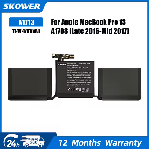 SKOWER A1713 Laptop Battery For Apple MacBook 13" A1708 (Later 2016-Mid 2017) A2159 (2019) A2289 (20