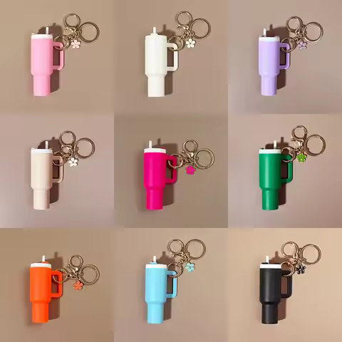 Mini Cup Keychains for Stanley Cup Accessories Cute Tumbler Lip Balm Storage Box Women Purse Backpac