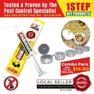1STEP Ant Killer Gel 15g/syringe COMBO PACK+ 5 Ant Bait Station - Easy to Use - Ant Killer - Destroy