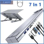 【E-WOITD】 USB-C 8-in-1ขาตั้งแล็ปท็อปพร้อมแท่นวางอเนกประสงค์ USB C Dock แท็บเล็ตขาตั้งอะแดปเตอร์ฮับชน