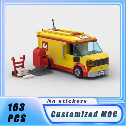 City Vehicle Series Creative Mail Van Building Blocks Model Bricks Display Collection Children's Toy