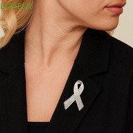 DOREEN Black Ribbon Pin, Skin Cancer Melanoma Cancer Funeral Ribbon Badge Brooch, Sweet Rhinestone C