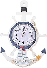 BESPORTBLE Boat Anchor Wall Clock, Mediterranean Style Wall Clock Nautical Theme Wall Clock Silent Wall Art Clock Hanging Decor for Living Room Bedroom
