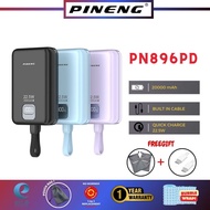 Pineng PN-896PD (20000mAh) PD Powerbank 22.5W, Built-In Detachable Dual-Cable, Digital Display, Fast
