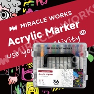 Miracle Works Acrylic Marker Pens (Double Scars) 12/24/36/48/60 colors, Multi-layer box, Pen caps wi