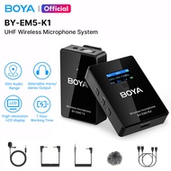 BOYA BY-EM5-K1 UHF Wireless Microphone Professional Lapel Microphone Noise Cancelling Mic