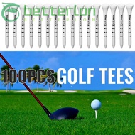 BETTER-LONTIME 100pcs White Striped Golf Tee, Wooden 69/83mm Golf Wood Tees, Professional Digital Sc