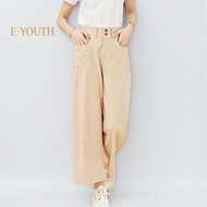 Eyouth 1440 Women High Waist Wide Leg Pants Comfort Linen Pants