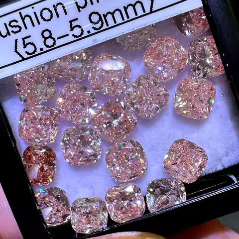 HPHT CVD Pink Lab Grown Diamond Cushion Cut Loose Stone Gemstone for Custom Jewelry Fancy Pink Lab D