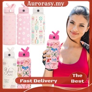 [AS] 1L Vacuum Insulated  Wide Mouth Pink Bow Travel Tumbler Stainless Steel Sports Bottle with Lid 