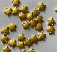 Star Charm - 5-sided block - size 6mm - 24 Carat gold - AU 9999, hard and durable, strung horizontal