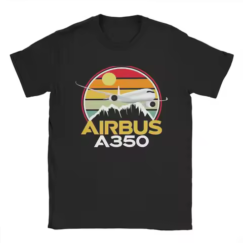 Men's Airbus A350 Sunset Pilot T Shirt Cotton Tops Vintage Short Sleeve Round Collar Tee Shirt Gift