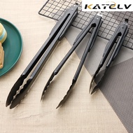 【High Quality】 KATE Black Barbecue 304 Stainless Steel Silicone BBQ Bread Clip Grilling Food Non Sti