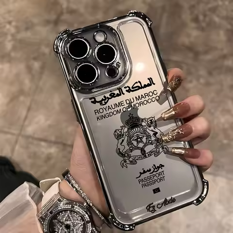 M-Morocco P-Passport Plating Case For Samsung S25 S24 S23 S22 S21 S20 FE Note20 Plus Ultra 4G 5G Ant