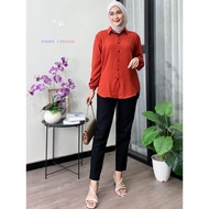 KEMEJA ZAHRA cringkel ariflow plain shirt, modern women's shirt, cringe office shirt, soft material,
