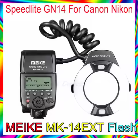 MK-14EXT-N/C Ring Flash Light Speedlite GN14 For Canon Nikon D80 D300S D600 D700 D800 D800E D3100 D3