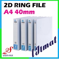 East-File 2D PVC Ring File 40mm Filing Thickness A4 Size White 2D Ring File