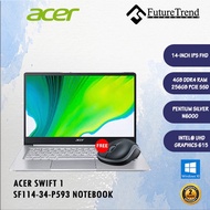 Acer Swift 1 SF114-34-P593 Pentium N6000/4G/256G/14"FHD IPS/Intel UHD Graphics 615/WIN10+FREE 1 LOGITECH WIRELESS MOUSE