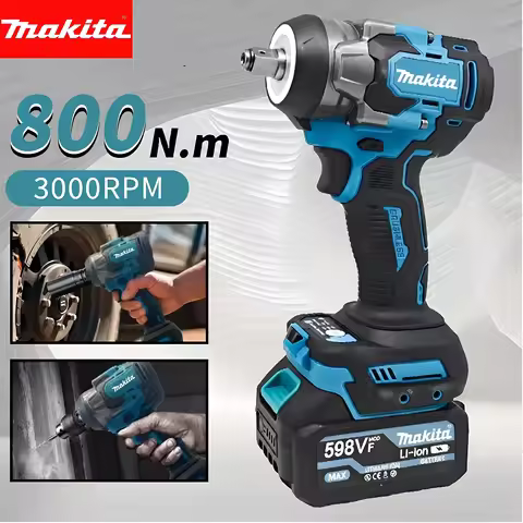 Makita 18V 800Nm Brushless Impact Wrench Cordless High Torque Electric Power Tool for Large Vehicle 